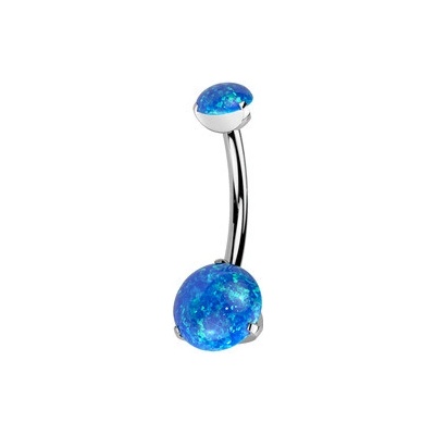 Šperky4U piercing do pupíku TITAN modrý opál TIT1145-OP05
