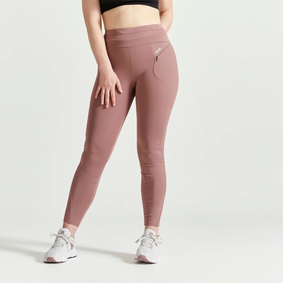Domyos dámské fitness legíny s vysokým pasem a stahovací šňůrkou hnědé