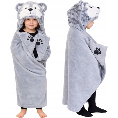 Cozy Noxxiez BL802 Husky hřejivá deka s kapucí se zvířátkem a tlapkovými kapsami – Hledejceny.cz