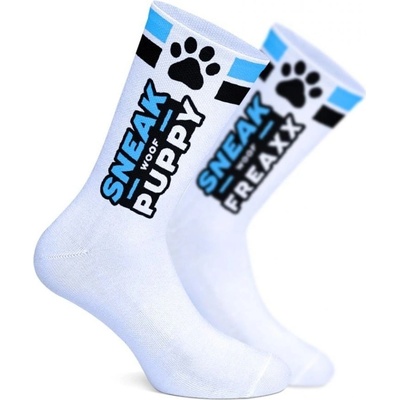 Sneakfreaxx Sneak Woof Puppy Socks Blue, bavlněné ponožky s tlapkami