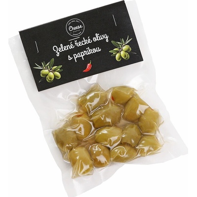 Cheese House Zelené vypeckované olivy s paprikou 100 g – Zboží Dáma