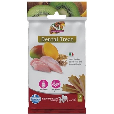 N&D Tropical Selection Dental Care Treat With Chicken, Spelt, Oats and Tropical fruits Medium Maxi - Дентални стикове за кучета от средни и едри породи с пилешко, спелта, овес и тропически плодове - 100 гр, Италия - KND0011013