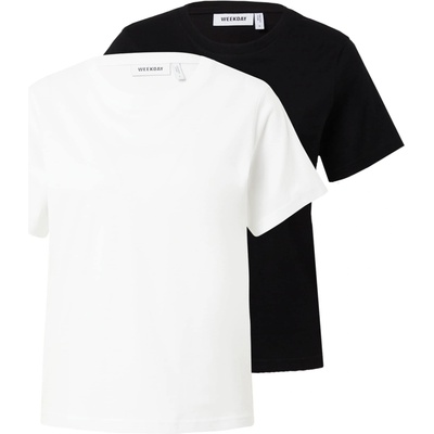 WEEKDAY Тениска черно, бяло, размер xs
