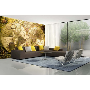 DIMEX ART s. r. o Самозалепваща се флизелинова фототапета антична карта на света 375 x 250 см