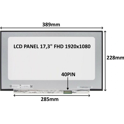 SIL LCD PANEL 17,3" FHD 1920x1080 40PIN MATNÝ IPS 144HZ / BEZ ÚCHYTŮ 77030549