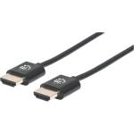 Manhattan Кабел „Манхатън - HDMI към HDMI, супер тънък (Ethernet HEC, ARC, 3D, 4K60Hz, кабел за монтаж на стена, екраниран, 1 м, черен) 394352 (394352)
