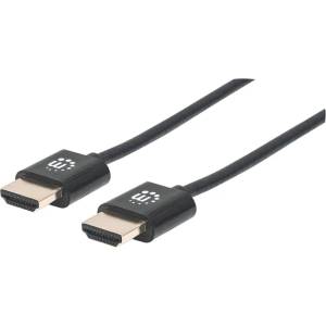 Manhattan Кабел „Манхатън - HDMI към HDMI, супер тънък (Ethernet HEC, ARC, 3D, 4K60Hz, кабел за монтаж на стена, екраниран, 1 м, черен) 394352 (394352)