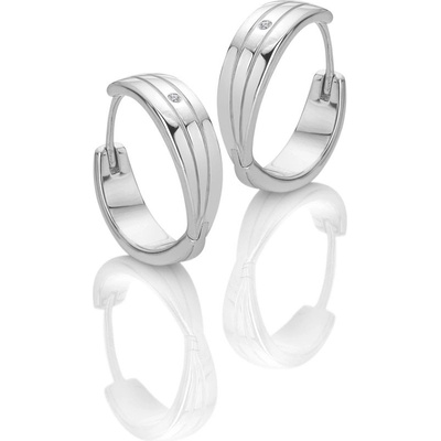 Hot Diamonds luxusní stříbrné kruhové náušnice s diamanty Trio DE840