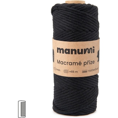 Manumi Macramé příze stáčená 3mm černá - 1 ks
