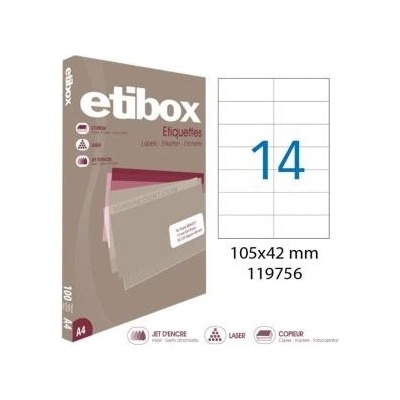 Etikety univerzálne 105x42,4mm Etibox A4 100 hárkov
