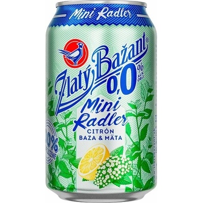Zlatý Bažant Radler Citrón Baza Mäta 0,0% 0,33 l (plech)