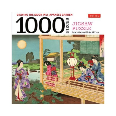 Viewing the Moon Japanese Garden 1000 Piece Jigsaw Toyohara Chikanobu