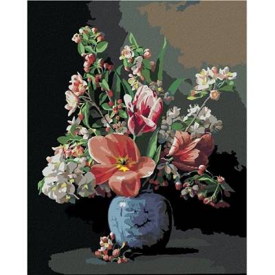 zuty Malování Podle Čísel Zátiší Kytice V Porcelánové Váze Pieter Wagemans 80 x 100 Cm Plátno