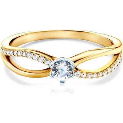 SAVICKI Годежен пръстен: двуцветно злато. бял сапфир