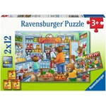 Ravensburger Детски пъзел Ravensburger от 2 x 12 части - Хайде да пазаруваме (7005076) - ozone