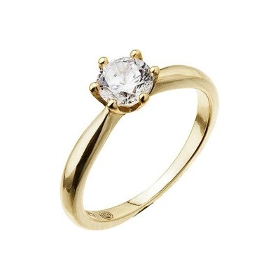 Evolution Group Pozlacený stříbrný prsten se zirkonem 15014.1 yellow gold