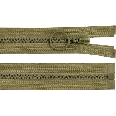 Kostěný zip No 3 délka 60 cm s kroužkem Varianta: 263 zelená khaki, Balení: 1 ks