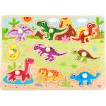 Tooky toys Дървен пъзел с дръжки, Динозаври (ty859)