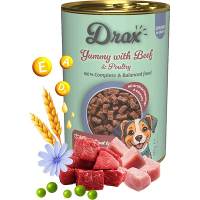 Drax Adult Dog s hovädzím a kuracím 415g