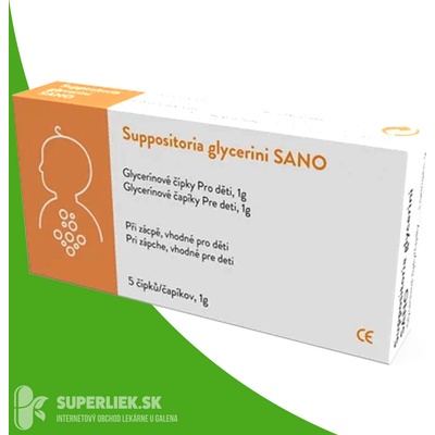 Suppositoria Glycerini SANO Pre deti 1 g glycerínové čapíky 5 ks