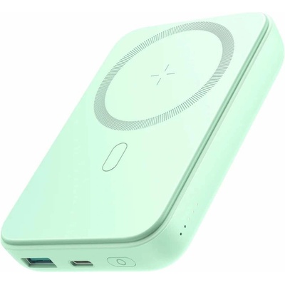 JOYROOM Mini Magnetic Wireless Quick Charging Power Bank 10000 mAh 20W - преносима външна батерия с USB-C порт, USB-A изход и безжично зареждане с MagSafe (зелен)