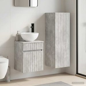 vidaXL Комплект мебели за баня 2 бр. Бетонно сиво 33 x 34, 5 x 100 см (3406136)