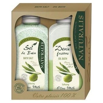 Naturalis Olive koupelová sůl 1 kg + dvousložková pěna do koupele 800 ml dárková sada