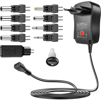 Napájecí zdroj zásuvkový 3V , 4.5V, 5V, 6V, 7.5V, 9V, 12V DC, 12W, nastavitelný