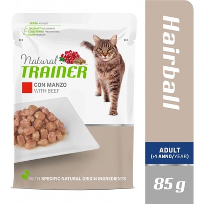 Natural Trainer Cat Hairball hovězí 85 g