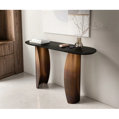 Delife Konzolový stolek Solena 135x40 cm mramor černá stříbrná kov zlatá Fusion Finish – Zbozi.Blesk.cz
