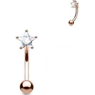 Šperky4U zlacený piercing do obočí zirkon čirá OB1004-RDC