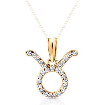 SAVICKI Висулка със зодиакален знак телец savicki: жълто злато, цирконий