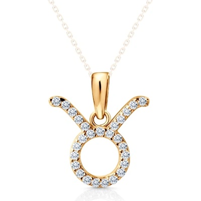 SAVICKI Висулка със зодиакален знак телец savicki: жълто злато, цирконий