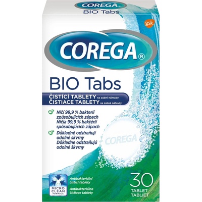 Corega Bio tabs Antibakteriální tablety 30 ks – Hledejceny.cz