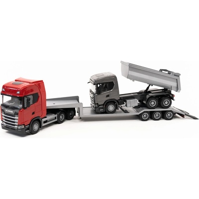 EMEK Kamión SCANIA S Next Gen červená + podvalník + sklápač