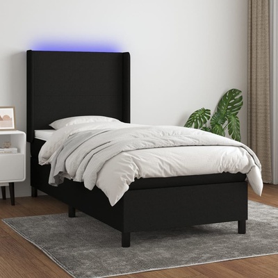 Petrashop 3138135 boxspring postel s matrací a LED černá textil