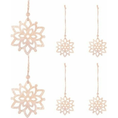 SPRINGOS Vianočné drevené ozdoby Kvety súprava 6ks