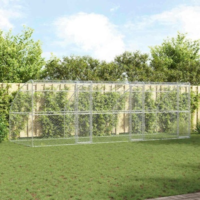 vidaXL Klec pro psy se střechou sada 3 ks 600 x 200 x 200 cm pozinkovaná ocel stříbrná 9799.3368334
