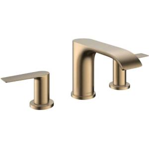 Hansgrohe Vivenis - Смесител за умивалник със сифон, монтаж с 3 отвора, EcoSmart, матиран бронз 75033140 (75033140)