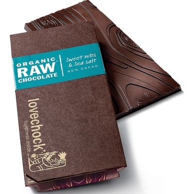 Lovechock Raw čokoláda sladké kousky a s mořskou solí 86% kakao 70 g