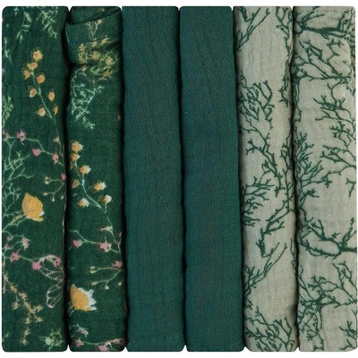KikkaBoo Kikkaboo Комплект от 6 броя муселинови кърпички 30x30см - Secret Garden Green (31103010105)