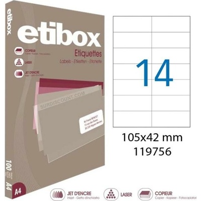 Etikety univerzálne 105x42,4mm Etibox A4 100 hárkov