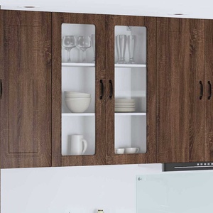 vidaXL Стенен стъклен шкаф PORTO Кафяв дъб 80 x 31 x 100 см (885512)