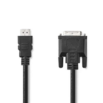 Nedis HDMI кабел, HDMI мъжки / DVI-D 24+1 мъжки, 1080p, никелиран, 2.00 м, черен (CCGL34800BK20) (CCGL34800BK20)