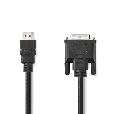 Nedis HDMI кабел, HDMI мъжки / DVI-D 24+1 мъжки, 1080p, никелиран, 2.00 м, черен (CCGL34800BK20)