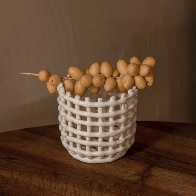 Ferm Living Koš na ovoce keramika bílá 16 x 14,5 cm