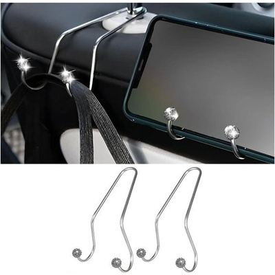 JNNJ 2ks odolné nerezové úložné háčky do auta, třpytivé háčky na autosedačky, univerzální | Zboží Auto