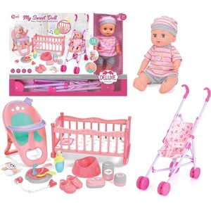 Sonne Пишкаща кукла Sonne - С количка и аксесоари, 30 cm (PAT29639) - baby