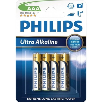Image 1 of Philips Батерии алкални Рhilips Ultra AAA, 1.5V, 4 бр (LR03E4B)