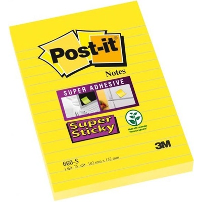 POST-IT Bloček Post-it Super Sticky 102x152 žltý linajky (MM066010)